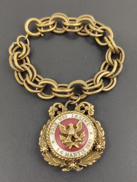 VINTAGE UNSIGNED CORO ROMANIA ORDER OF THE CROWN GOLD TONE BRACELET