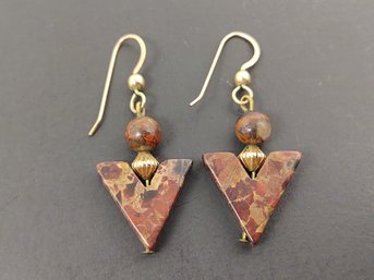 VINTAGE GOLD FILLED JASPER EARRINGS