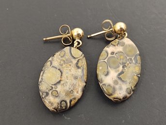 VINTAGE GOLD FILLED JASPER EARRINGS