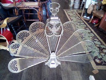 Vintage Brass Fireplace Fan Screen Makes A Bold Statement For Your Decor - Folds To 8.50 In. Wide    EH-CVBK