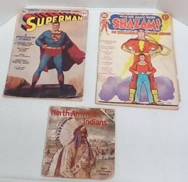 Vintage Limited Collectors Editions Of Superman-1974 & Shazam-1973 & No. American Indians Book-1977 MEL/E4