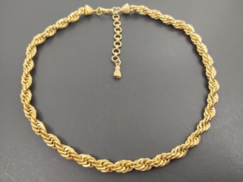 VINTAGE GOLD TONE TWISTED ROPE CHAIN NECKLACE