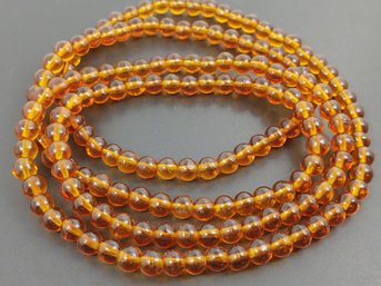 VINTAGE CHINESE AMBER PEKING GLASS BEADS NECKLACE