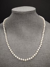 VINTAGE 6mm PEARL NECKLACE WITH AN ORNATE GOLD FILLED CLASP