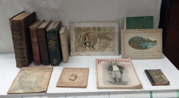 GREAT ASSORTMENT OF ANTIQUE BOOKS RECIPES, PHYSICAL CULTURE, PRAYER BOOKS,HAND BOOK FOR MOTHER'S.  NC/ D2