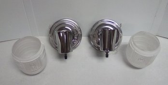 Pair Of Chrome Style Sconces With Glass Lamp Covers       BoH/D3