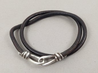 VINTAGE TIFFANY & CO PALOMA PICASSO STERLING SILVER KNOT LEATHER BRACELET