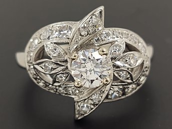 ABSOLUTELY STUNNING VINTAGE ART DECO PALLADIUM 1.07ctw DIAMOND RING