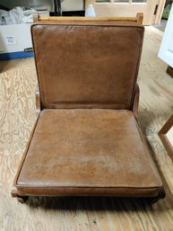 Vintage Folding Wooden Floor Chair With Brown Colour Seats                     BoH /D5.