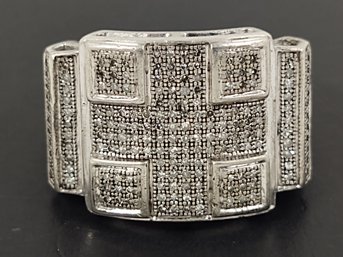 STUNNING STERLING SILVER MICRO PAVE DIAMOND RING (176 TINY DIAMONDS)