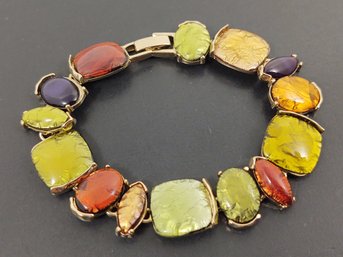 VINTAGE DESIGNER LIZ CLAIBORNE MULTI COLORED ENAMEL BRACELET