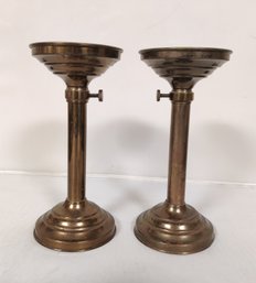 Two Adjustable Vintage Brass Candle Holders                     BoH / A5.