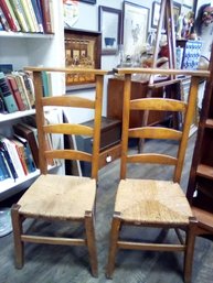 Vintage Ladderback Chairs With Horizontal Crest Rails & Rush Seats   BoH/CVBK