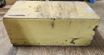 Vintage Handmade Wooden Yellow Painted Tool Box                         212 / CV BK