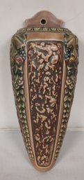 Beautiful Antique Roseville Ceramic Wall Pocket Florentine Pattern Vase                        MB / D2