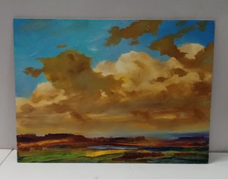 Beautiful Oil On Artist Board Painting Of Western Plains   BOH/WAD