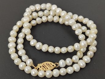 VINTAGE 14K GOLD 4mm PEARL NECKLACE