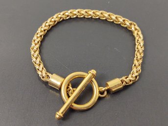 VINTAGE GOLD TONE BRAIDED TOGGLE BRACELET