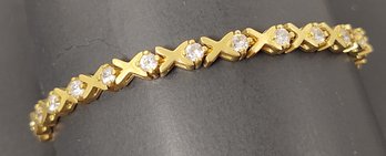 VINTAGE GOLD TONE CZ TENNIS BRACELET