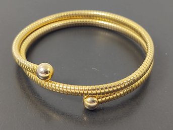 VINTAGE GOLD TONE OMEGA LINK COIL WRAP BRACELET