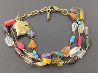 VINTAGE DESIGNER LADLI MULTI COLORED GLASS BEADED BRACELET