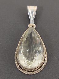 VINTAGE STERLING SILVER CITRINE COLORED CZ PENDANT