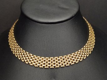 VINTAGE DESIGNER MONET GOLD TONE MESH LINK CHOKER NECKLACE