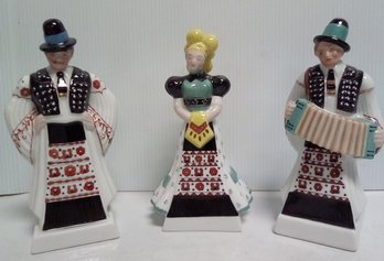 Three Beautiful Herend Hungary No 5406 Folk Costume Figurines -Accordion Player.  EH-CVBK