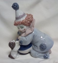 Lovely Vintage, Lladro, Spain - Clown Pierrot With Puppy And Ball Figurine, 5278.    KF-CVBK