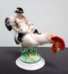 Herend Porcelain Handpainted Boy Riding Rooster Figurine 5458.  LE-CVBK