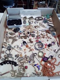 Jewelry Lot For Crafts Only - Interesting Pieces - Broken Or Incomplete Great For Upcycle  SW/D3