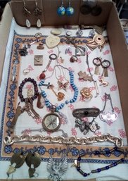 Lovely Jewelry & Crafts Lot - Necklaces, Rings, Bracelet, Pins, Earrings, Keychain & More SW/D3