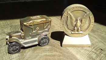 Vintage Metal Commemorative Items  From The Connecticut National Bank & Fairfield County Trust  Mols/E3