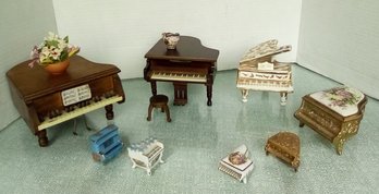 Tabletop Pianos In Wood, Metal  & Ceramic Includes San Fran. Music Co., Limoges, Jewelry Box & Sachet Holder