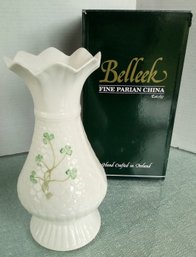 Lovely New Condition Belleek 10 Inch Vase Hand Crafted In Ireland