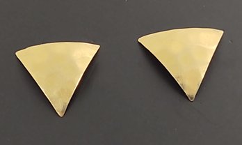 VINTAGE HAND HAMMERED 14K GOLD GEOMETRIC TRIANGLE EARRINGS