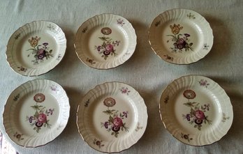 Six Royal Copenhagen Numbered Dishes From Denmark With Beautiful Floral Design