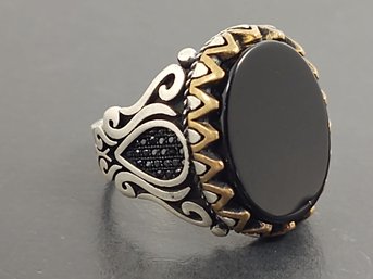 MENS STERLING SILVER ONYX TURKISH RING