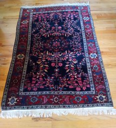 Lovely Antique Wool Rug With Beautiful Patterns And Colors  63 Inches Long