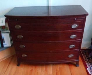 Stately Vintage Bow- Front Dresser / Chest By Williams - Kimp, Grand Rapids, MI. Four Drawers & Pull Out Shelf