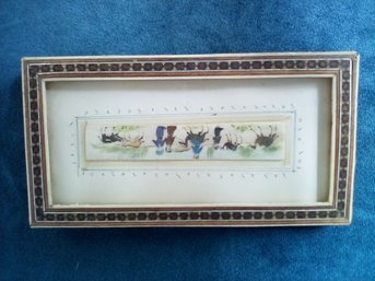 Persian Style Painting On Bone Art In Marquetry Like Frame