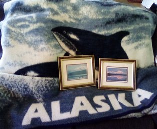 Framed Pictures Of Alaska & Large Alaska Fleece Throw Depicting Orcas