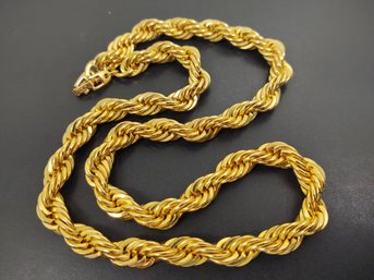 VINTAGE DESIGNER NAPIER HEAVY GOLD TONE TWISTED ROPE CHAIN NECKLACE