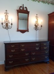 Nice Ethan Allen Dresser Brass Hardware Nice Carvings Also Lovely Vintage Wooden Mirror With Great Details