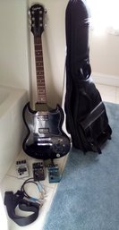 Gibson Epiphone Guitar With Kases III Carrying Case, 3 Digitex X Series Units, Daddario Strap & Accessories