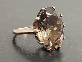 ANTIQUE VICTORIAN 10K GOLD SMOKY QUARTZ RING