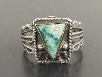 ANTIQUE NATIVE AMERICAN FRED HARVEY ERA STERLING SILVER TURQUOISE RING