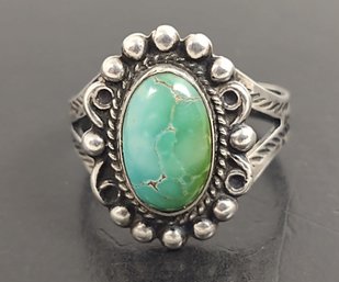 ANTIQUE NATIVE AMERICAN FRED HARVEY ERA STERLING SILVER TURQUOISE RING