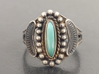 ANTIQUE NATIVE AMERICAN FRED HARVEY ERA STERLING SILVER TURQUOISE RING