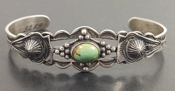 ANTIQUE NATIVE AMERICAN FRED HARVEY ERA STERLING SILVER TURQUOISE BRACELET